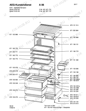 Взрыв-схема холодильника Aeg S3102KG - Схема узла Housing 001